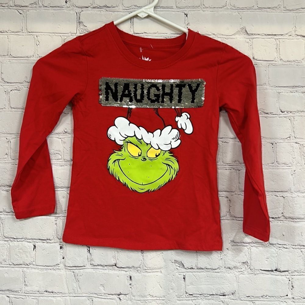 The Grinch Naughty Or Nice Long Sleeve T-Shirt Girls Size 4-5
